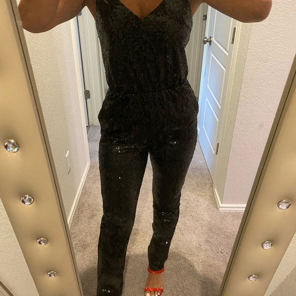 Boutique Black Sequin jumpsuit NWT - Picture 3 of 3